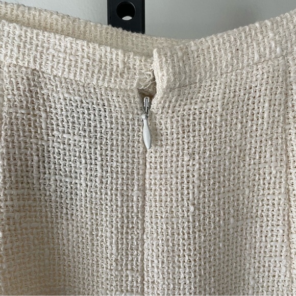 Vintage Valentino Boutique Luxury Cream Cotton Midi Pencil Skirt Size 4 - Picture 5 of 9